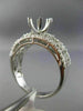 WIDE 1.04CT DIAMOND 18K WHITE GOLD ROUND & BAGUETTE 3D SEMI MOUNT ENGAGMENT RING