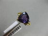 LARGE 3.24CT DIAMOND & AAA TRILLION AMETHYST 14KT YELLOW GOLD MILGRAIN FUN RING