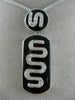 ESTATE LARGE .18CT DIAMOND & AAA ONYX 14KT WHITE GOLD SQUARE SNAKE FUN PENDANT