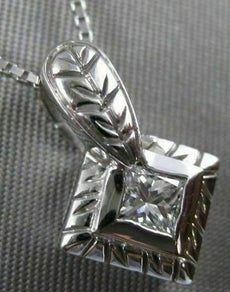 ESTATE .27CT SQUARE DIAMOND SOLITAIRE FILIGREE 14K WHITE GOLD PENDANT FVVS 10305