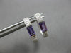 .72CT DIAMOND & AAA AMTHEYST 14K WHITE GOLD EMERALD CUT & ROUND HUGGIE EARRINGS
