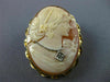 ESTATE .02CT OLD MINE DIAMOND 14KT 2 TONE GOLD LADY CAMEO PENDANT BROOCH #21219