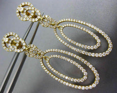 ESTATE LARGE 3.21CT DIAMOND 18KT YELLOW GOLD 3D OVAL CHANDELIER HANGING EARRINGS