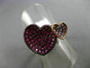ESTATE .95CT AAA PINK SAPPHIRE & RUBY 18KT ROSE GOLD 3D DOUBLE HEART LOVE RING