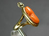 ANTIQUE WIDE .03CT DIAMOND & AAA CORAL 14KT YELLOW GOLD 3D PORTRAIT RING #22349