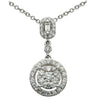 ESTATE .58CT DIAMOND 18KT WHITE GOLD CLASSIC CLUSTER HALO BAGUETTE BEZEL PENDANT
