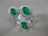 ESTATE 2.93CT DIAMOND & AAA EMERALD 14KT WHITE GOLD 3D OVAL 3 STONE TENSION RING