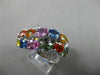 ESTATE WIDE 6.26CT DIAMOND & AAA MULTI COLOR SAPPHIRE 18KT WHITE GOLD FUN RING