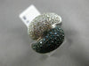 ESTATE WIDE 2.30CT WHITE & BLUE DIAMOND 14KT WHITE GOLD 3D CRISS CROSS LOVE RING