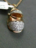 ESTATE .43CT DIAMOND 14KT WHITE & ROSE GOLD BABY SHOE FLOATING PENDANT & CHAIN
