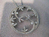 LARGE ANTIQUE DIAMOND 14KT WHITE GOLD FLOWER MEDAL PENDANT + CHAIN #18538