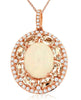 6.70CT DIAMOND & AAA OPAL & AAA MORGANITE 14KT ROSE GOLD 3D OVAL & ROUND PENDANT
