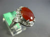ESTATE WIDE 4.0CT DIAMOND & AAA RED JADEITE 14KT WHITE GOLD OVAL HEART LOVE RING