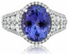 ESTATE WIDE 5.29CT DIAMOND & AAA TANZANITE 14KT WHITE GOLD HALO ENGAGEMENT RING