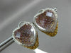 LARGE 15.01CT WHITE & FANCY YELLOW DIAMOND & QUARTZ 14KT WHITE GOLD 3D EARRINGS