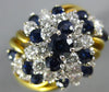 ESTATE LARGE 2.0CT DIAMOND & AAA SAPPHIRE 18KT 2 TONE GOLD 3D FLOWER FUN RING