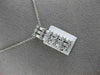 ESTATE .42CT ROUND & BAGUETTE DIAMOND 18KT WHITE GOLD 3 ROW RECTANGULAR PENDANT