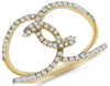 ESTATE WIDE .34CT DIAMOND 18KT YELLOW GOLD 3D LOVE KNOT INFINITY LOVE RING