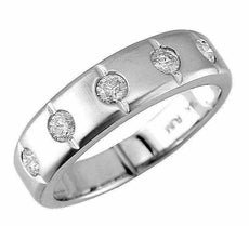 ESTATE .50CT DIAMOND 14K WHITE GOLD CLASSIC ETOILE MENS WEDDING ANNIVERSARY RING
