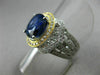 ESTATE MASSIVE 5.83CT DIAMOND & AAA SAPPHIRE 18KT TWO TONE GOLD ENGAGEMENT RING