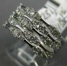 ESTATE LARGE 1.0CT DIAMOND 14KT WHITE GOLD 3D MULTI ROW WEDDING ANNIVERSARY RING
