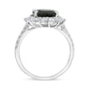 WIDE 4.45CT DIAMOND & AAA GREEN SAPPHIRE 18KT WHITE GOLD 3D OVAL ENGAGEMENT RING