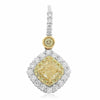 GIA 2.6CT WHITE & FANCY YELLOW DIAMOND 18K 2TONE GOLD LEVERBACK HANGING EARRINGS