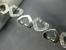 ANTIQUE 1.0CT DIAMOND 14KT WHITE GOLD 3D CLASSIC OPEN HEART LOVE BRACELET #17775