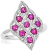 ESTATE 1.19CT DIAMOND & AAA RUBY 14KT WHITE GOLD 3D ETOILE INFINITY LEAF RING