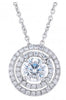 ESTATE 1.45CT DIAMOND 18KT WHITE GOLD 3D SOLITAIRE DOUBLE HALO FLOATING PENDANT
