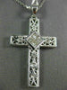 ESTATE LARGE .45CT DIAMOND 18KT WHITE GOLD CLASSIC FILIGREE CROSS PENDANT #6916
