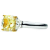 ESTATE LARGE 3.42CT WHITE & FANCY YELLOW DIAMOND 18K 2 TONE GOLD ENGAGEMENT RING