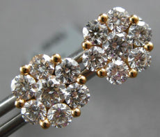 ESTATE LARGE 1.55CT DIAMOND 18KT ROSE GOLD ROUND FLOWER INVISIBLE STUD EARRINGS