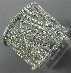 ESTATE LARGE 1.18CT DIAMOND 14KT WHITE GOLD 3D MULTI LEAF OPEN FILIGREE FUN RING