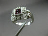ESTATE 1.05CT DIAMOND & AAA RUBY 18KT WHITE GOLD 3D SQUARE FILIGREE FLORAL RING