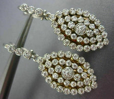 LARGE 1.52CT DIAMOND 18K 2 TONE GOLD MARQUISE SHAPE FILIGREE LEVER BACK EARRINGS
