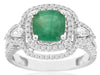 LARGE 2.22CT DIAMOND & AAA EMERALD 14KT WHITE GOLD CUSHION HALO ENGAGEMENT RING