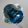 ESTATE 10.16CT DIAMOND & LONDON BLUE TOPAZ 14KT WHITE GOLD OVAL ENGAGEMENT RING