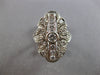 ANTIQUE LARGE .85CT DIAMOND 14KT WHITE GOLD 3D FILIGREE FLORAL FUN RING #28141