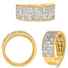 WIDE 1.95CT DIAMOND 14K YELLOW GOLD 3D ROUND & BAGUETTE WEDDING ANNIVERSARY RING