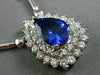 ESTATE LARGE 4.94CT DIAMOND & TANZANITE 18K WHITE GOLD DROP DOUBLE HALO NECKLACE