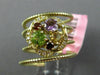 LARGE 2.40CT DIAMOND & AAA MULTI GEM 14KT YELLOW GOLD FLEXIBLE FLOWER SNAKE RING