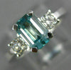 1.72CT DIAMOND & AAA AQUAMARINE 14K WHITE GOLD 3D 3 STONE ENGAGEMENT RING #26564
