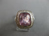 4.15CT DIAMOND & AAA PINK QUARTZ 14K WHITE GOLD CUSHION & ROUND MULTI HEART RING