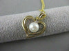 ESTATE DIAMOND & AAA PEARL 14KT YELLOW GOLD 3D OPEN HEART SOLITAIRE PENDANT 1085