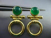 ESTATE GREEN AGATE 14K YELLOW GOLD 3D HANDCRAFTED CIRCLE OF LIFE EARRINGS #25291