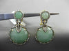 ESTATE LARGE .97CT DIAMOND & GREEN AGATE 14KT YELLOW GOLD HALO CLIP ON EARRINGS