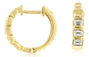 .43CT DIAMOND 14KT YELLOW GOLD 3D EMERALD CUT 3 STONE BEZEL HUGGIE HOOP EARRINGS