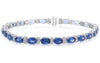 11.0CT DIAMOND AAA SAPPHIRE 14K WHITE GOLD OVAL & ROUND ETERNITY TENNIS BRACELET