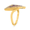 LARGE 1.17CT DIAMOND & AAA AMETHYST & PINK SAPPHIRE 14K YELLOW GOLD 3D LOVE RING